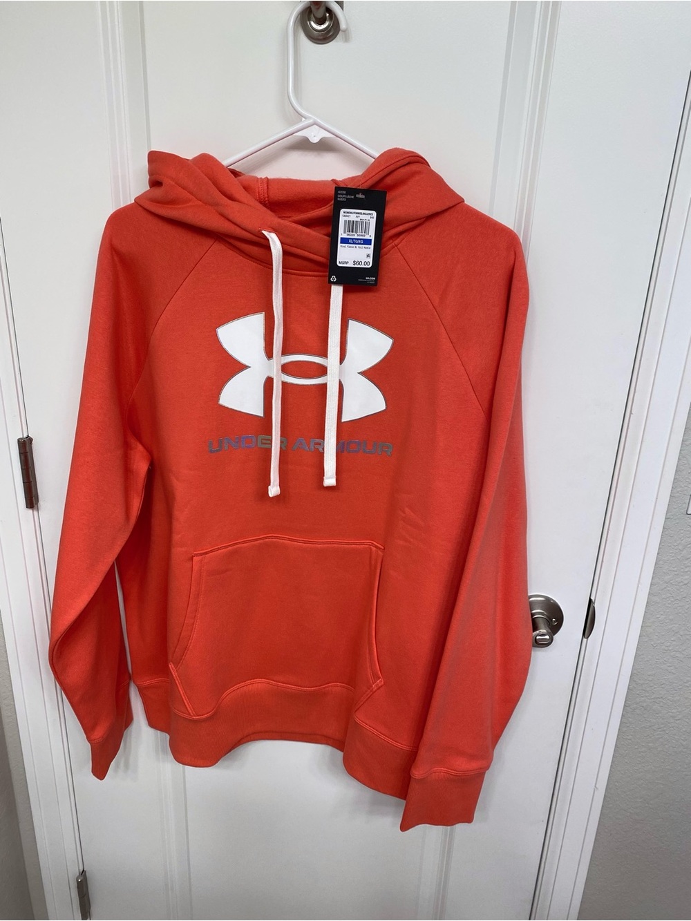 Under Armour Orange Pullover Hoodie with White Logo